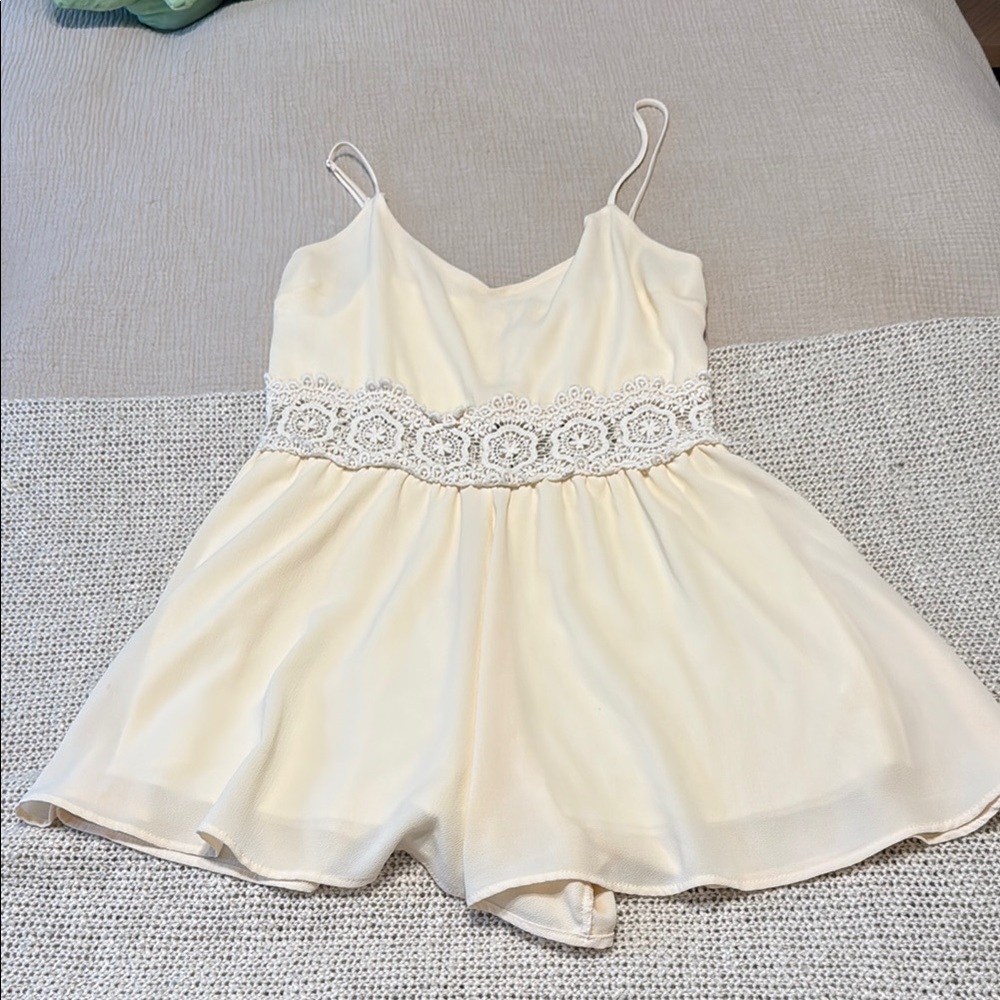 Dainty Hooligan Cream Lace Trim Romper